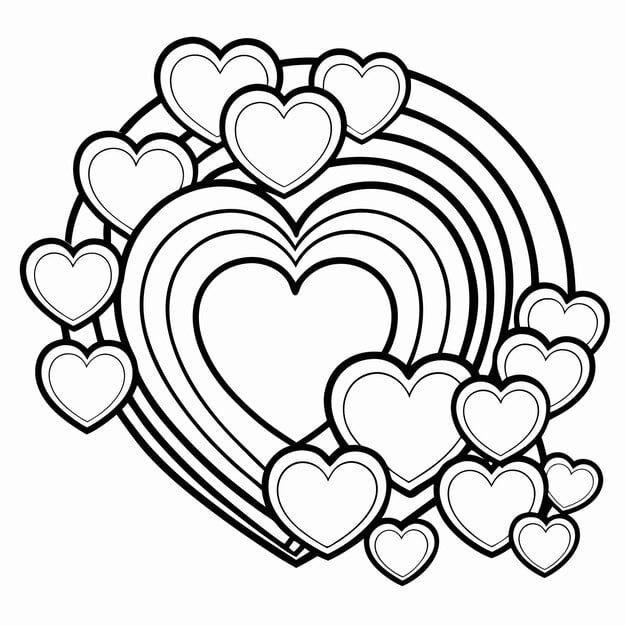 printable heart rainbow coloring page creative kids 1263357 31332