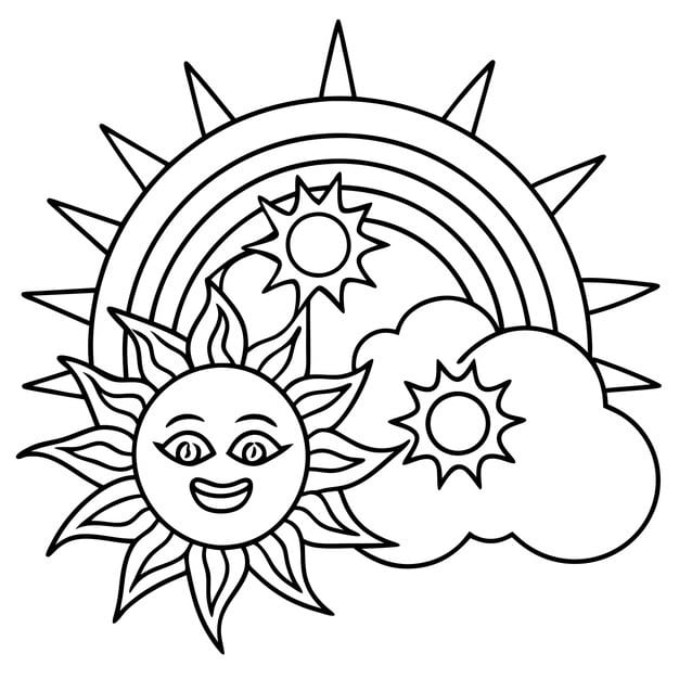 rainbow sun coloring page creative fun joy 1278800 13389