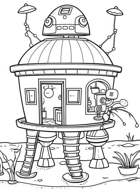 robot hut coloring page 1039292 5344