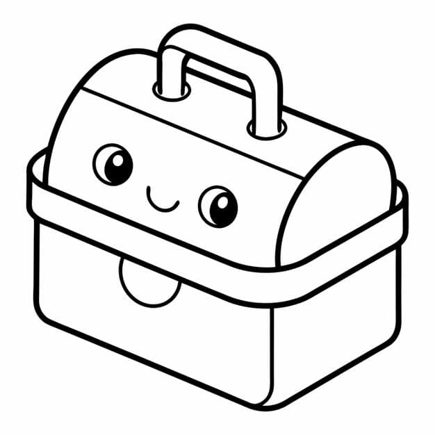 school supplies kawaii lunchbox vector illustration line art 969863 330569