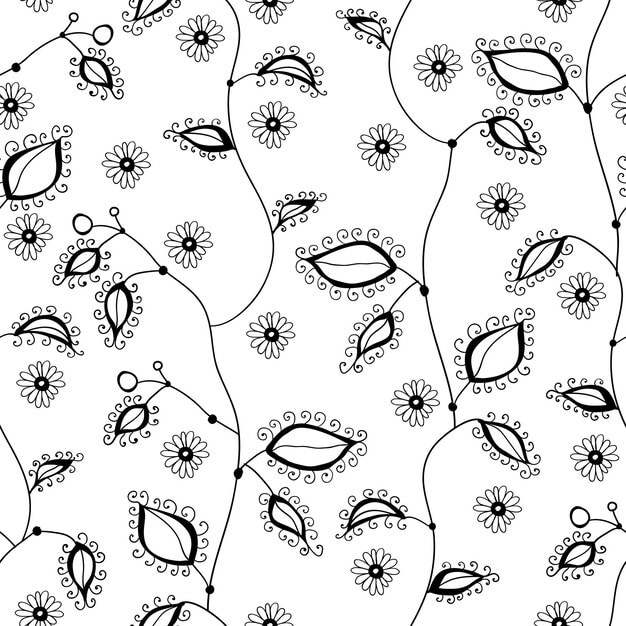 seamless floral pattern with outline flowers leaves background 454705 416