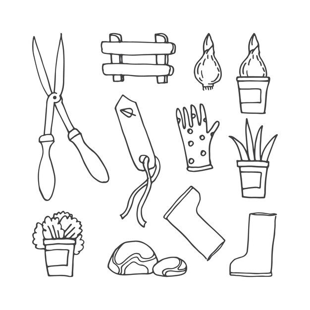 set garden flower related doodle illustration 651262 49