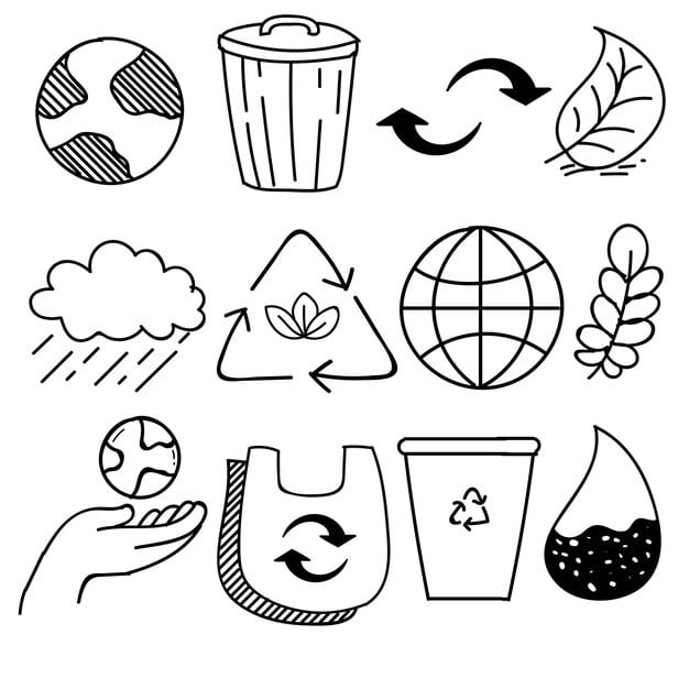 set hand drawn ecology ecology problem green energy icons doodle style vector illustration 7545 304