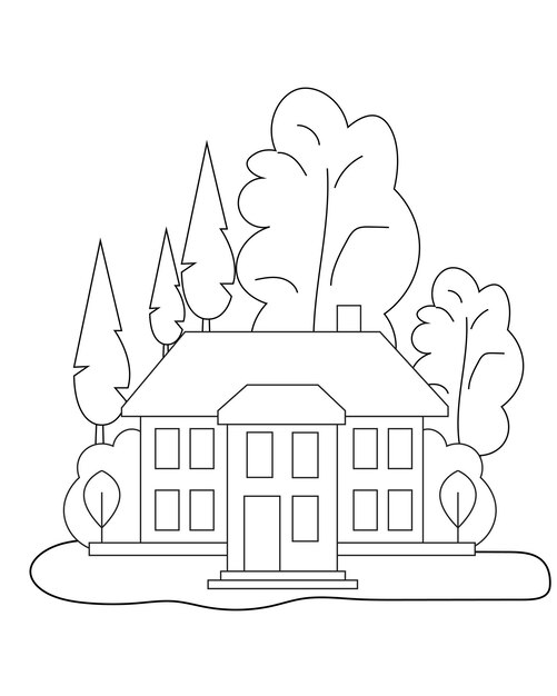 simple house coloring page village house coloring page easy coloring page design 542607 1641