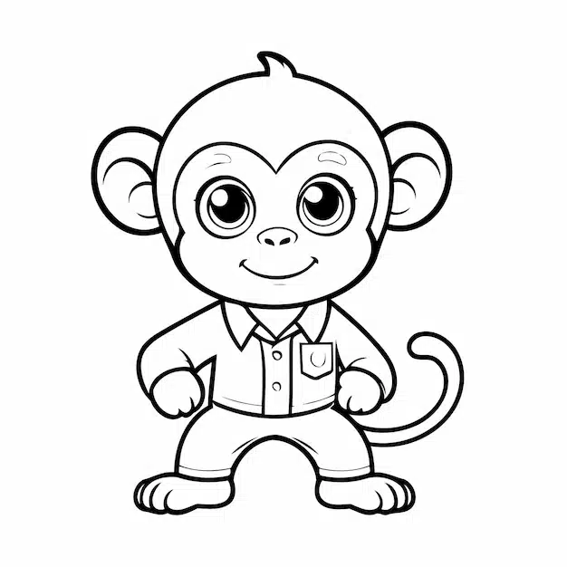 simple vector illustration monkey outline colouring page 925324 11996