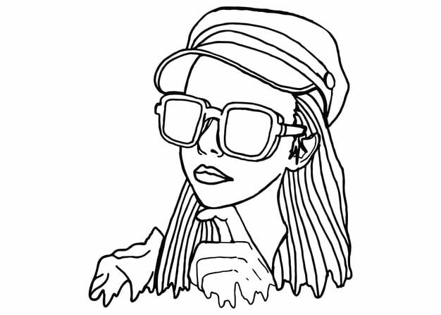 summer theme woman wearing sunglasses line art vector 143586 1861