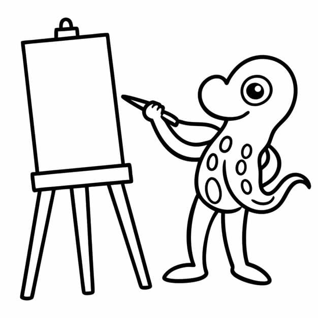 talented octopus artist draws with pencils ease vector illustration line art 969863 327387