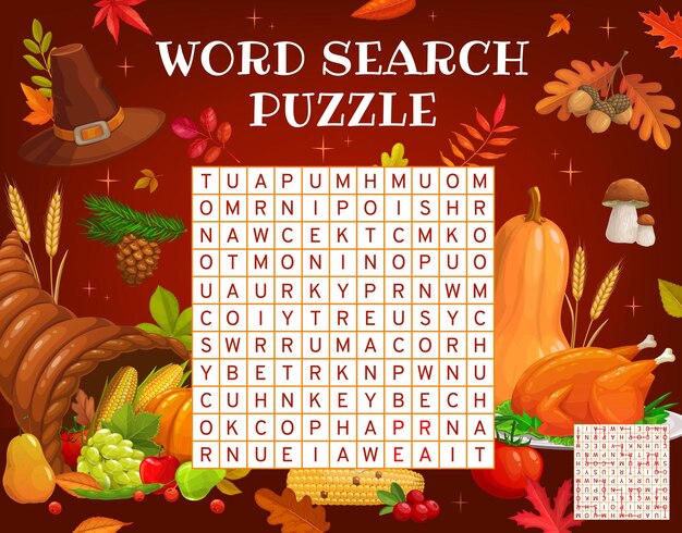 thanksgiving cornucopia autumn harvest word puzzle 8071 12964