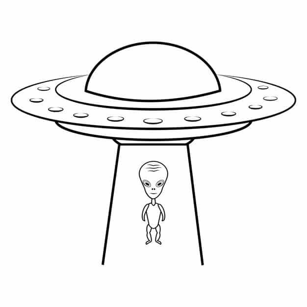 ufo icon outline flying spaceship with alien outline ufo flying saucer alien space ship isolated white background vector 288189 571