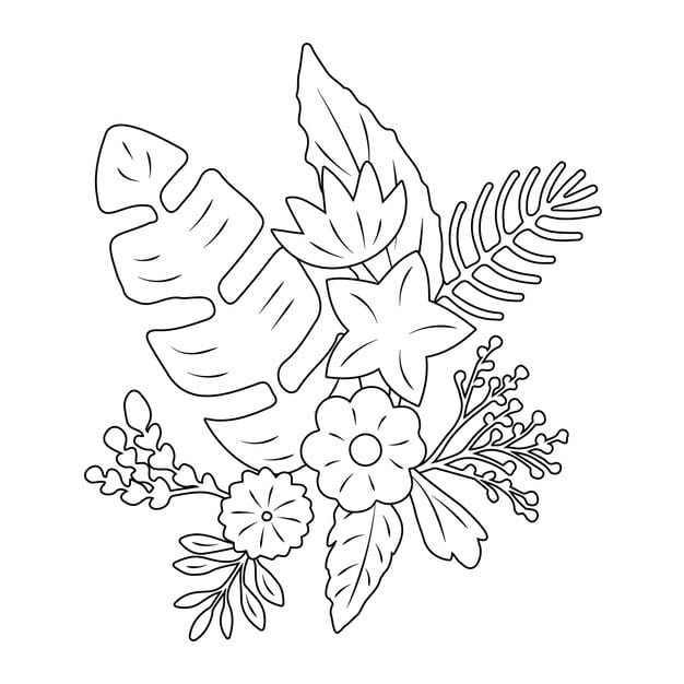 vector decorative floral composition line art 55 2147486599