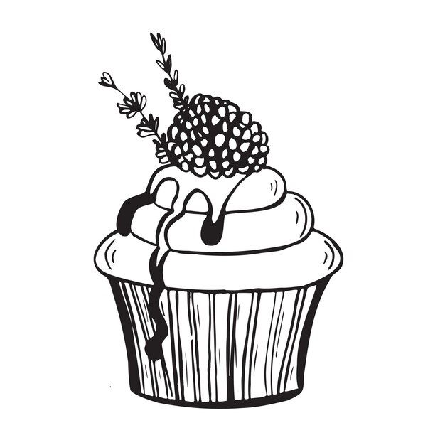 vector doodle cupcake hand drawn food icon isolated white background menu cafe restaurants 531950 424