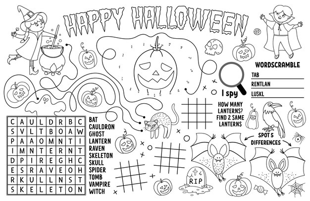 ALT TEXT: A vibrant word search puzzle featuring words that embody the Halloween spirit.
DESCRIPTION: A fun word search dedicated to the essence of Halloween.
Caption: Celebrate the Halloween spirit with this engaging word search!
TITLE: Halloween Spirit Word Search