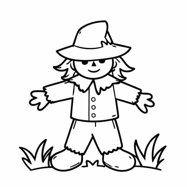 vector illustration cute scarecrow hand drawn kids coloring page 925324 15533