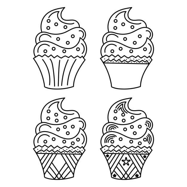 vector kids coloring pages cute cupcake vector illustration eps image 398401 917