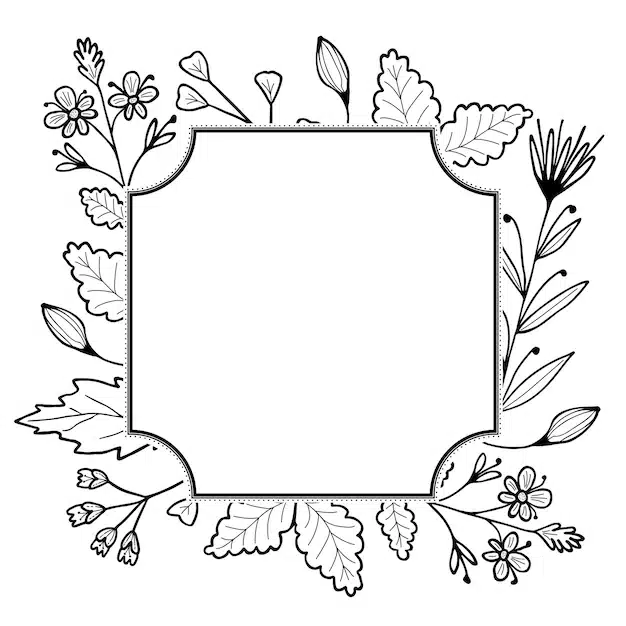 vintage flower frame isolated white background handdrawn vector illustration 231733 217