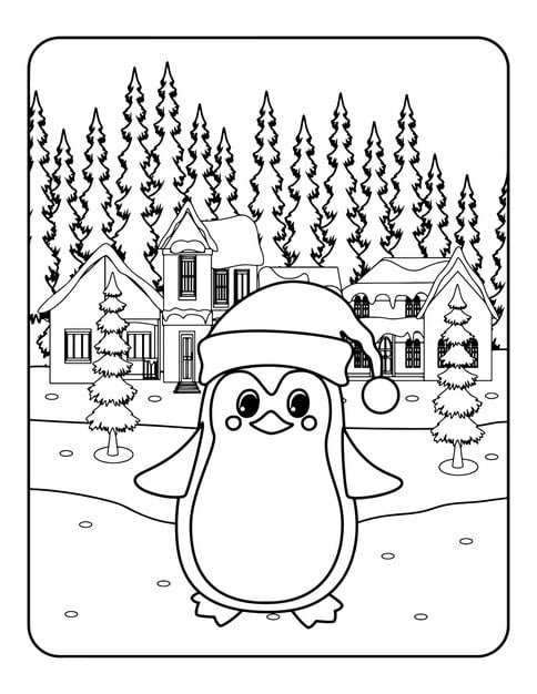 winter vector illustration template black white kids background pattern coloring book 627432 2472