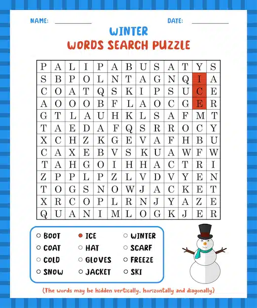 word search game winter word search puzzle worksheet learning english 730604 240