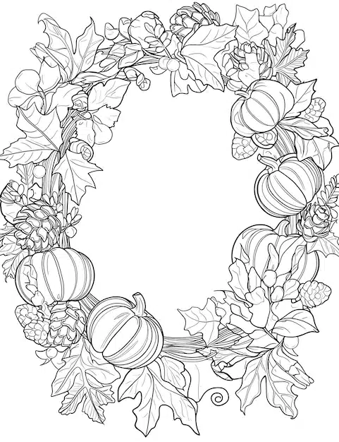 wreath autumn leaves pumpkins with leaves acorns 1034470 123392