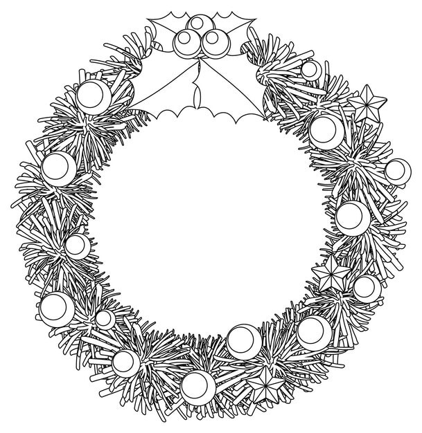 wreath doodle outline colouring 1639 31915