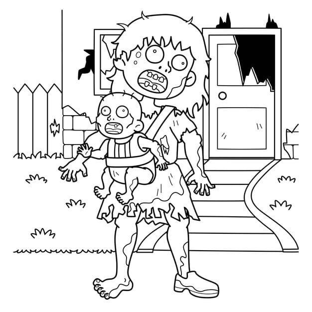 zombie mother child coloring page kids 576561 13928