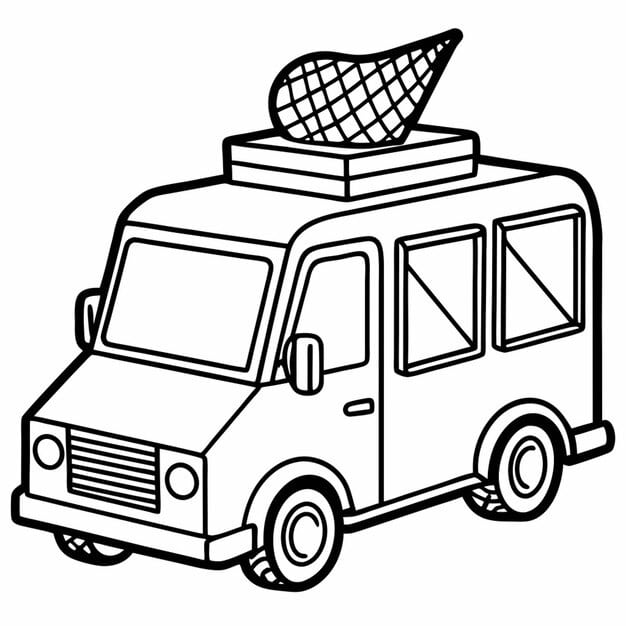 90s ice cream truck vector illustration line art 969863 331483