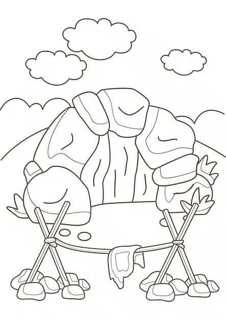 ancient stone tools past era prehistoic era cartoon coloring pages activity kids adult 616819 2984