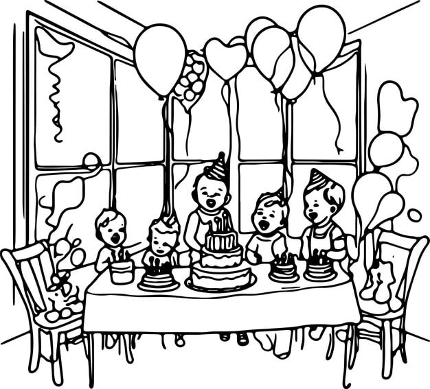 baby birthday celebration line art hand drawing illustration 525160 10364