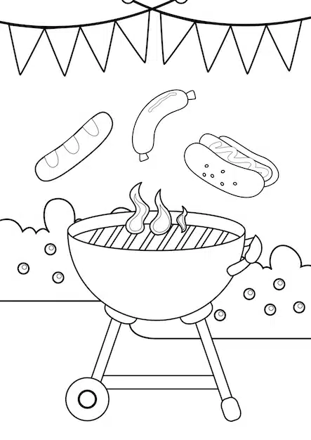 barbecue grill coloring a4 outdoors 616819 153