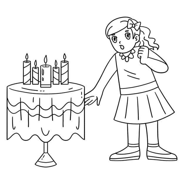 bat mitzvah girl blowing candles isolated coloring 576561 17760 1