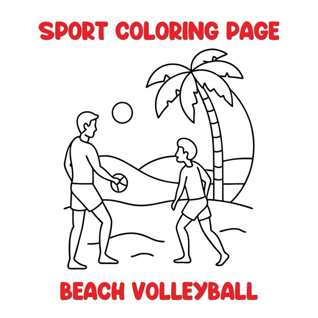 beach volleyball vector line art illustration coloring book children 994480 2624