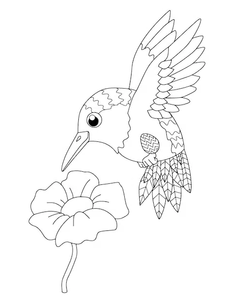 black white drawing bird with leaves flowers bird coloring page bird hand drawn 814149 255