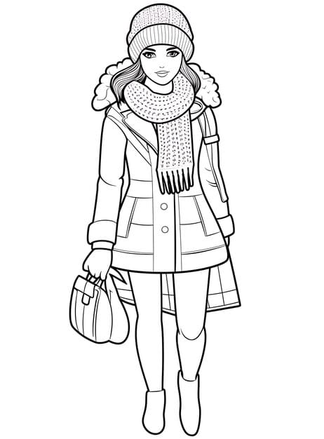 black white drawing girl coat hat 1039292 7787