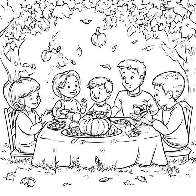 black white illustration family eating thanksgiving dinner 1034463 103911