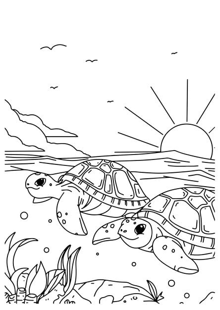 children coloring book page 1 twin turtle beach 626849 752