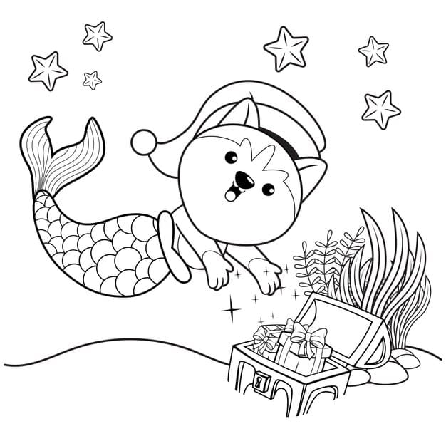 christmas coloring book with cute husky mermaid 293286 622