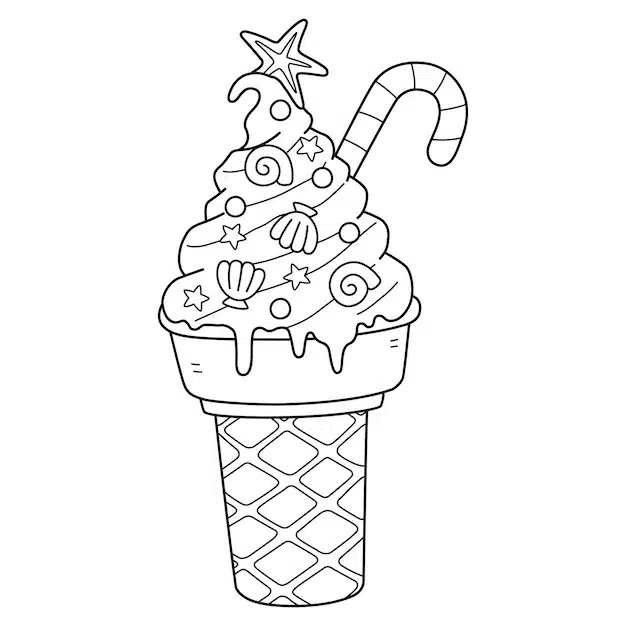 christmas july ice cream isolated coloring page 576561 16204