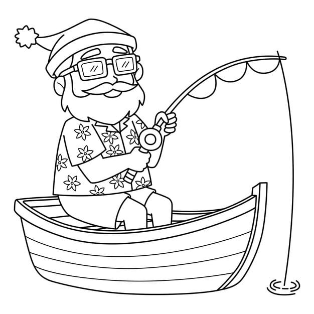 christmas july santa fishing isolated coloring 576561 16180