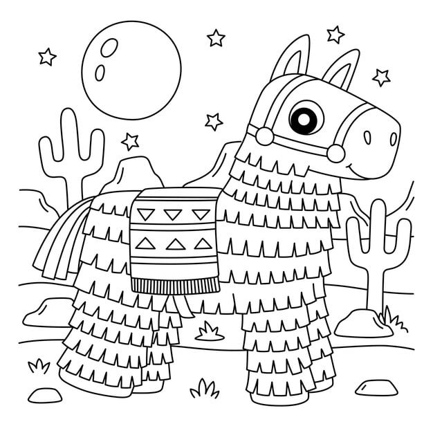 cinco de mayo pinata coloring page kids 576561 8427