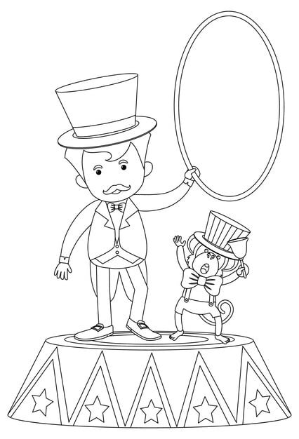 circus black white doodle character 1639 32939