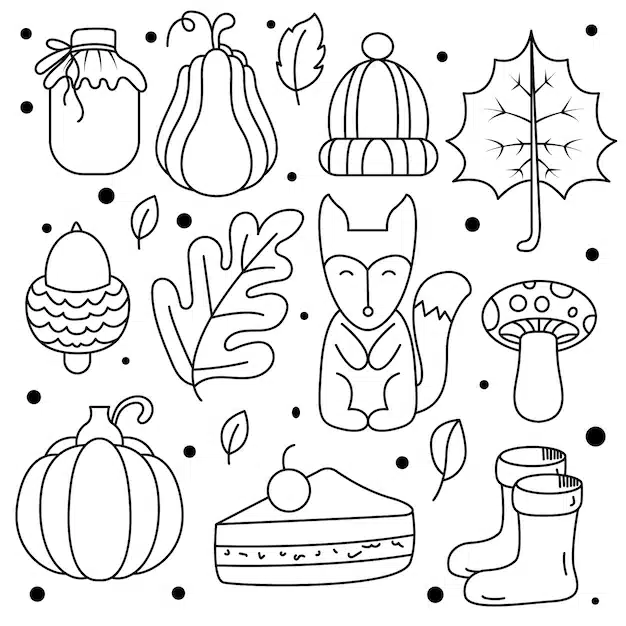 collection hand drawn cute autumn stickers 354956 72