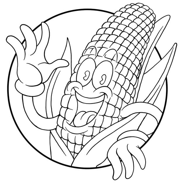 coloring illustration happy corn mascot 507877 1164