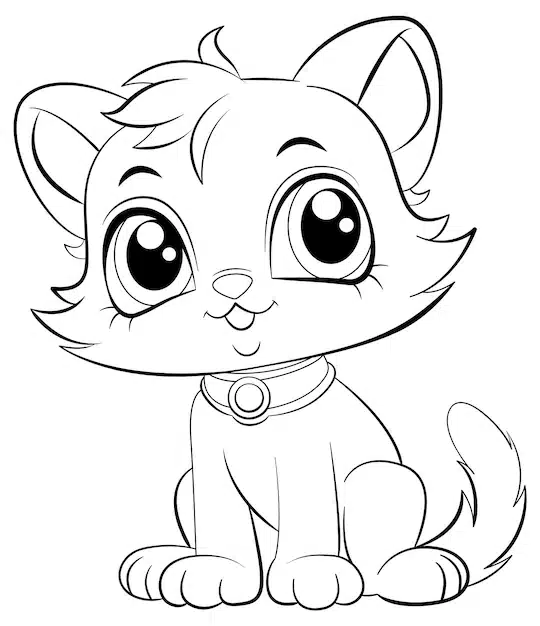 coloring page outline cute cat 1308 146511