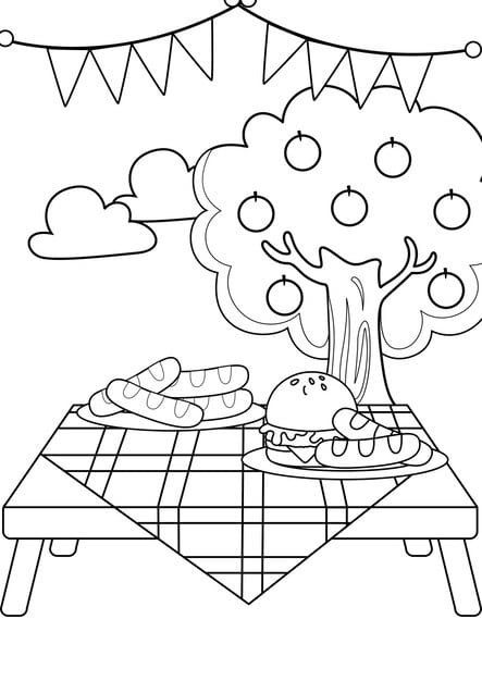 coloring pages kids a4 page barbecue party theme 616819 147