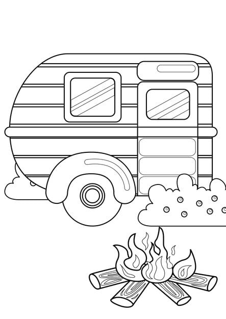 coloring pages kids a4 page camping van camping theme 616819 159