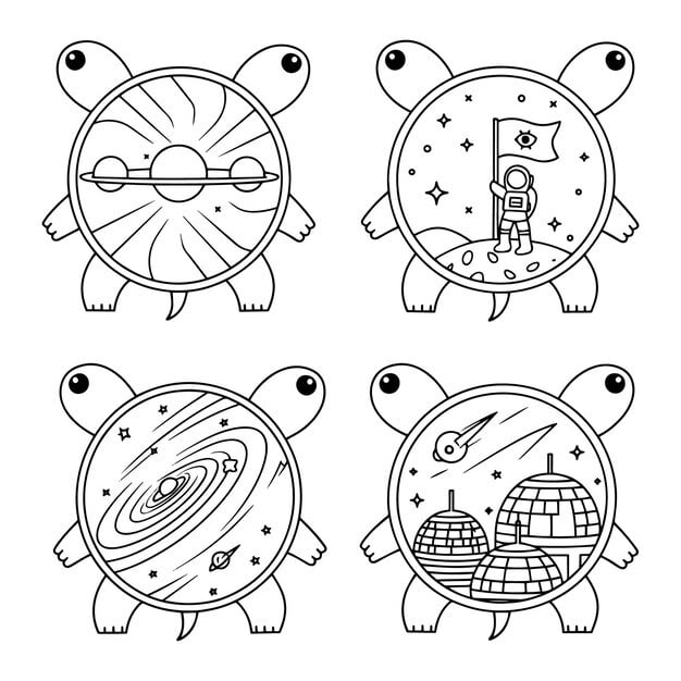 cosmic turtles space adventures line art 1255006 1618