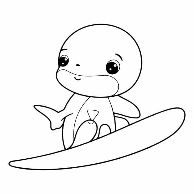 cute cartoon dolphin surfboard isolated white background 1057 175092