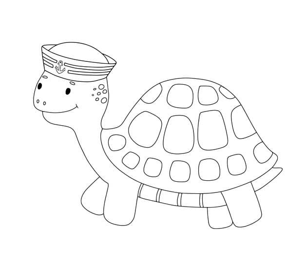 cute doodle turtle character isolated white vector outline nautical illustration coloring page 439591 1894