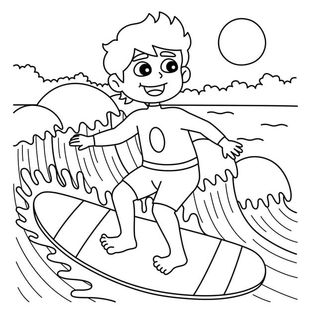 cute funny coloring page boy surfing provides hours coloring fun children color this page is very easy suitable little kids toddlers 576561 10654