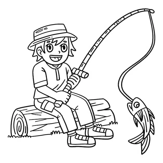 cute funny coloring page camping camper fishing provides hours coloring fun children color this page is very easy suitable little kids toddlers 576561 12783