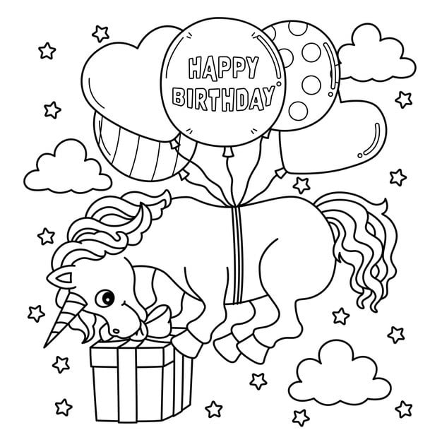 cute funny coloring page happy birthday unicorn provides hours coloring fun children color this page is very easy suitable little kids toddlers 576561 11277